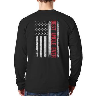 Best Dad Ever American Flag Back Print Long Sleeve T-shirt | Mazezy