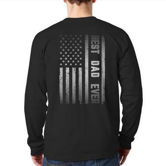 Best Dad Ever American Us Flag Father's Day Back Print Long Sleeve T-shirt | Mazezy