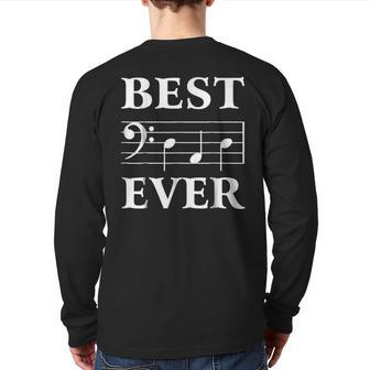 Best Dad Ever Bass Clef Musician Father's Day Tshirt Back Print Long Sleeve T-shirt | Mazezy