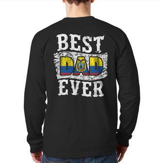 Best Dad Ever Father's Day Ecuador Flag Back Print Long Sleeve T-shirt | Mazezy DE