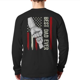 Best Dad Ever Father's Day Flag America 4Th Of July Vintage Back Print Long Sleeve T-shirt | Mazezy