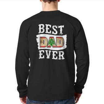 Best Dad Ever Father's Day Lebanese Flag Lebanon Back Print Long Sleeve T-shirt | Mazezy AU