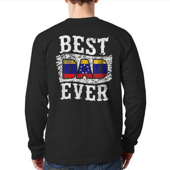 Best Dad Ever Father's Day Venezuela Flag Back Print Long Sleeve T-shirt | Mazezy