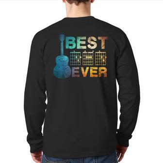 Best Dad Ever Guitar Chords Guitarist Father Father's Day For Dad Back Print Long Sleeve T-shirt | Mazezy