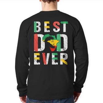 Best Dad Ever Junenth Flag Men Africa Map Freedom Day Back Print Long Sleeve T-shirt | Mazezy