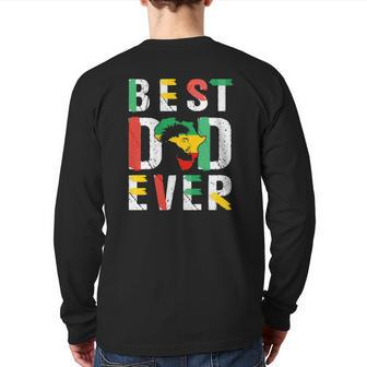 Best Dad Ever Juneteenth Flag Men Africa Map Freedom Day Back Print Long Sleeve T-shirt | Mazezy
