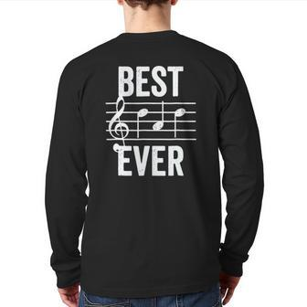 Best Dad Ever Music Note Bold Condensed Dark Back Print Long Sleeve T-shirt | Mazezy