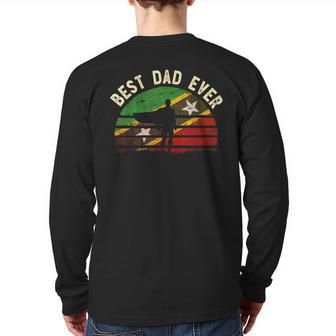 Best Dad Ever Saint Kitts & Nevis Hero Vintage Flag Back Print Long Sleeve T-shirt | Mazezy