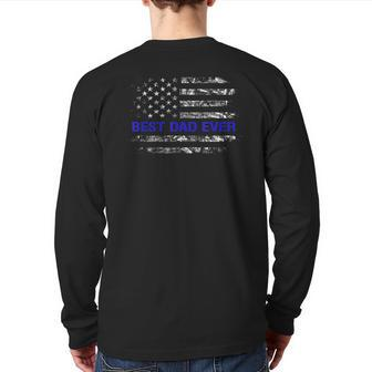 Best Dad Ever Thin Blue Line Pride Back Print Long Sleeve T-shirt | Mazezy