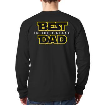 Best Dad In The Galaxy Classic Retro Style Back Print Long Sleeve T-shirt | Mazezy