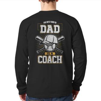 Best Dad Sports Coach Baseball Softball Ball Father Back Print Long Sleeve T-shirt | Mazezy