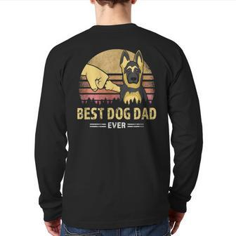 Best Dog Dad Ever German Shepherd Retro Puppy Lover Back Print Long Sleeve T-shirt | Mazezy