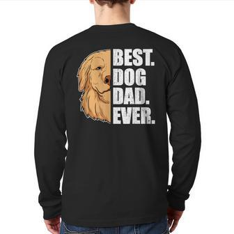Best Dog Dad Ever Golden Retriever Dad Father's Day Back Print Long Sleeve T-shirt | Mazezy