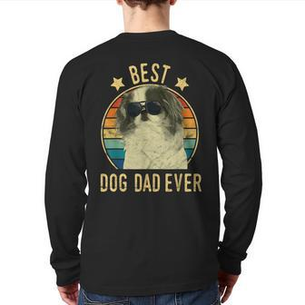 Best Dog Dad Ever Japanese Chin Father's Day Back Print Long Sleeve T-shirt | Mazezy