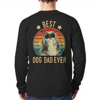 Best Dog Dad Ever Lhasa Apsos Father's Day Back Print Long Sleeve T-shirt | Mazezy