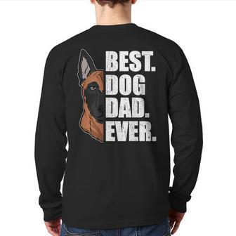 Best Dog Dad Ever Malinois Dad Father's Day Back Print Long Sleeve T-shirt | Mazezy