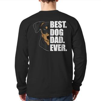 Best Dog Dad Ever Mini Pinscher Dad Father's Day Back Print Long Sleeve T-shirt | Mazezy
