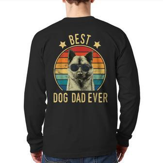 Best Dog Dad Ever Norwegian Elkhound Father's Day Back Print Long Sleeve T-shirt | Mazezy