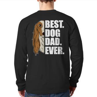 Best Dog Dad Ever Saluki Dad Father's Day Back Print Long Sleeve T-shirt | Mazezy