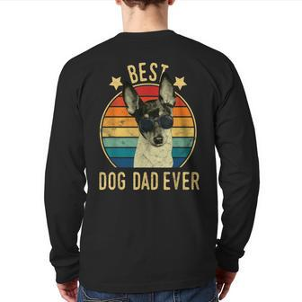 Best Dog Dad Ever Toy Fox Terrier Father's Day Back Print Long Sleeve T-shirt | Mazezy