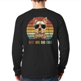 Best Dog Dad Ever Yorkshire Terrier Fathers Day Back Print Long Sleeve T-shirt | Mazezy