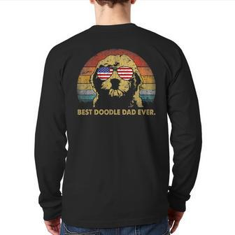 Best Doodle Dad Ever Usa Flag Retro Goldendoodle Lover Back Print Long Sleeve T-shirt | Mazezy