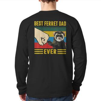 Best Ferret Dad Ever Retro Vintage Sunset Back Print Long Sleeve T-shirt | Mazezy