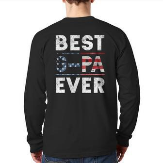 Best G-Pa Ever Vintage American Flag Parents Day Back Print Long Sleeve T-shirt | Mazezy