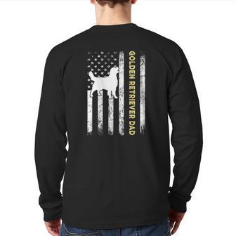 Best Golden Retriever Dad Ever Dog Lover American Flag Back Print Long Sleeve T-shirt | Mazezy