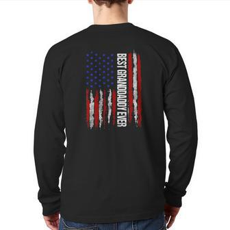 Best Granddaddy Ever Flag American Patriotic Back Print Long Sleeve T-shirt | Mazezy