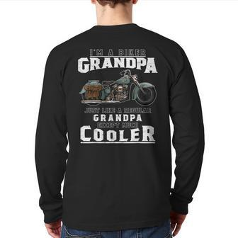 Best Grandpa Biker T Motorcycle For Grandfather Back Print Long Sleeve T-shirt | Mazezy