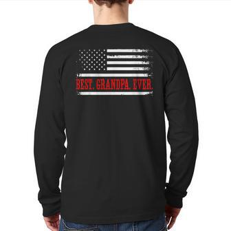 Best Grandpa Ever American Flag Father's Day Back Print Long Sleeve T-shirt | Mazezy