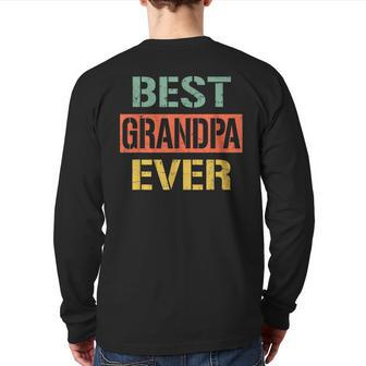 Best Grandpa Ever Grandpa 2023 For Father's Day Retro Back Print Long Sleeve T-shirt | Mazezy