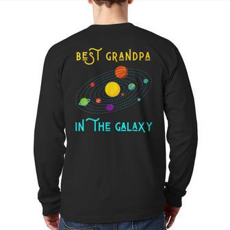 Best Grandpa In The Galaxy Milky Way Dad Science Space Back Print Long Sleeve T-shirt | Mazezy