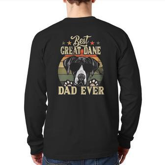 Best Great Dane Dad Ever Vintage Retro Back Print Long Sleeve T-shirt | Mazezy