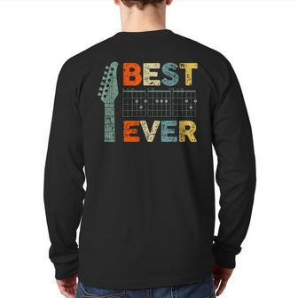 Best Guitar Dad Ever Chords Guitar Fathers Day Dad Back Print Long Sleeve T-shirt | Mazezy