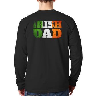 Best Irish Dad Father's Day Grunge Irish Flag Back Print Long Sleeve T-shirt | Mazezy