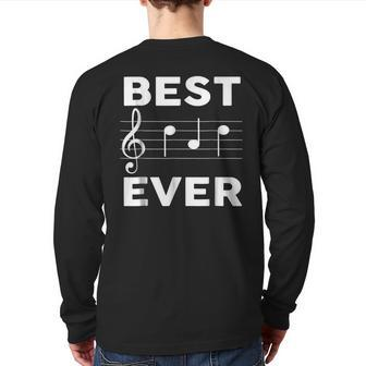 Best Music Dad Ever Musician Piano Guitar Player Back Print Long Sleeve T-shirt | Mazezy