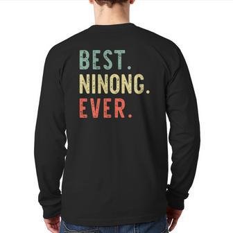 Best Ninong Ever Cool Vintage Father's Day Back Print Long Sleeve T-shirt | Mazezy