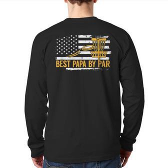 Best Papa By Bar Disc Golf Grandpa Usa Flag Back Print Long Sleeve T-shirt | Mazezy
