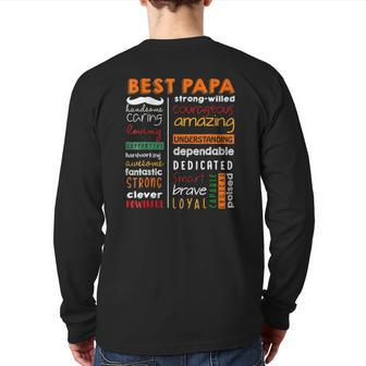 Best Papa Handsome Caring Loving Supportive Hardworking Back Print Long Sleeve T-shirt | Mazezy