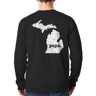 Best Papa Michigan T Grandpa Back Print Long Sleeve T-shirt | Mazezy