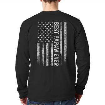 Best Papaw Ever Vintage American Flag Dad Papa Back Print Long Sleeve T-shirt | Mazezy CA