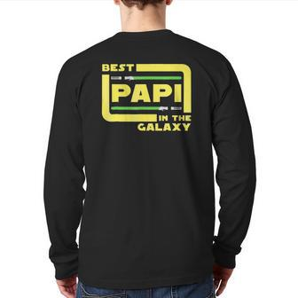 Best Papi In The Galaxy Father's Day Dads Back Print Long Sleeve T-shirt | Mazezy