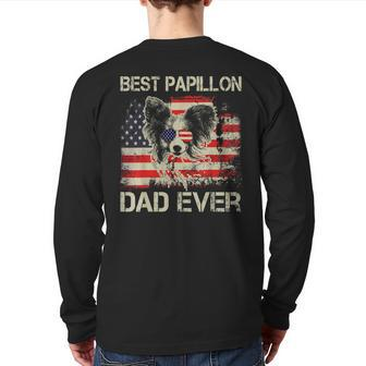 Best Papillon Dad Ever American Back Print Long Sleeve T-shirt | Mazezy