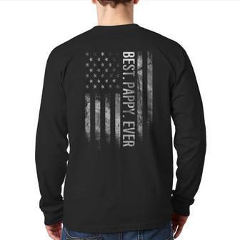 Best Pappy Dad Ever Vintage American Flag Father's Day Back Print Long Sleeve T-shirt | Mazezy