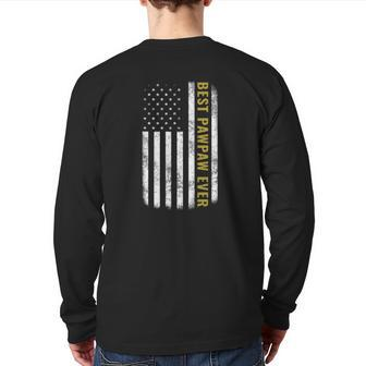 Best Pawpaw Ever Vintage American Flag Tee Father's Day Back Print Long Sleeve T-shirt | Mazezy