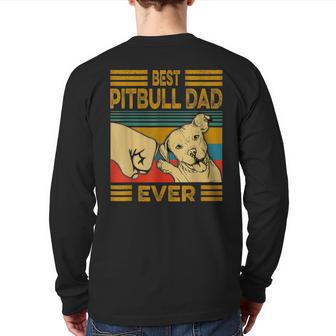 Best Pitbull Dad Ever Retro Vintage Back Print Long Sleeve T-shirt | Mazezy