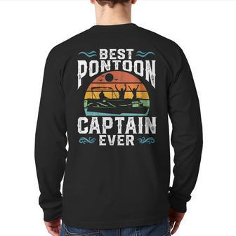 Best Pontoon Captain Ever Lake Pontooning Boating Dad Back Print Long Sleeve T-shirt | Mazezy