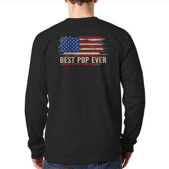 Best Pop Pop Ever Vintage American Flag July 4Th Fathers Day Back Print Long Sleeve T-shirt | Mazezy